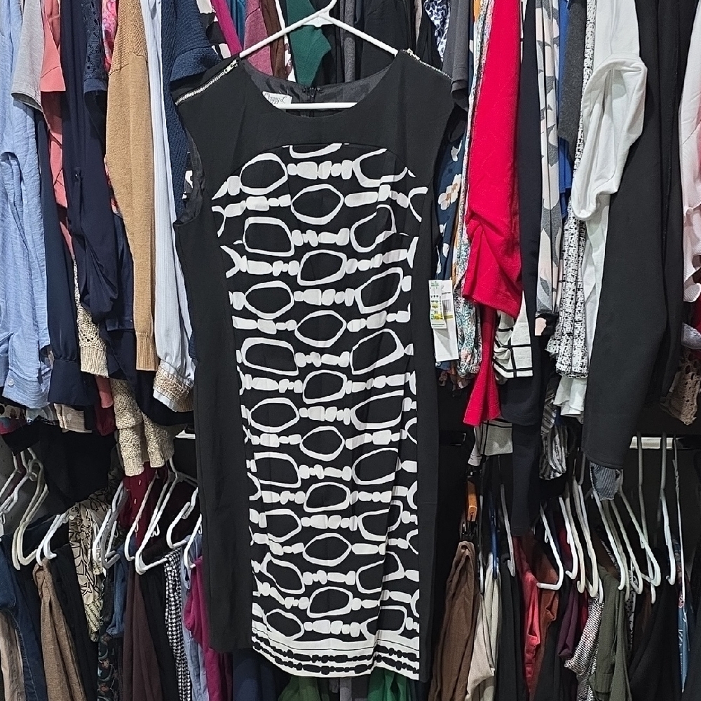 Elegant Black and White Patterned Dress